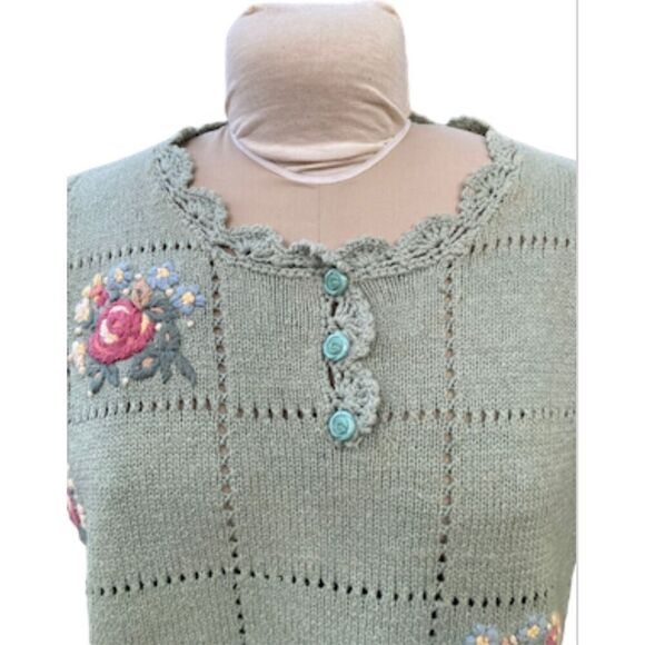 Colter Bay International Vintage Sweater Sz. L Hand Loomed Floral Grandma - Picture 16 of 16